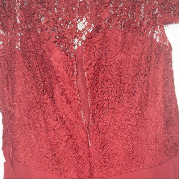 New Jenny Packham Burgundy Lace Top Formal Dress Size 16 - Picture 7 of 10